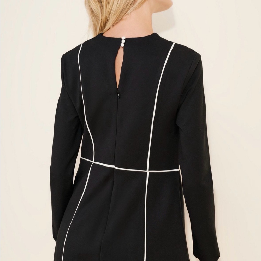 Maeve Square-Neck Scalloped Hem Long-Sleeve Mini Dress - Picture 2 of 7